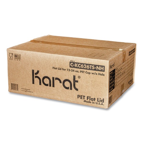 Cups and Lids | Karat C-KC626TS-NH 12 oz. to 24 oz. Cold Cup No Hole Flat PET Lids - Clear (1000/Carton) image number 0