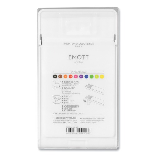 Pens | uni-ball 24836 EMOTT Fine 0.4 mm Stick Porous Point Pen - Assorted Ink Colors White Barrel (1-Set) image number 0