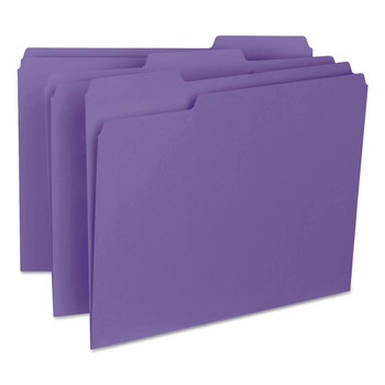 Smead 10283 1/3-Cut Tabs Assorted Letter Size 0.75 in. Expansion Interior File Folders - Purple (100/Box)