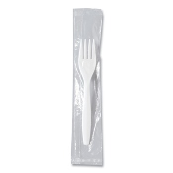 SOLO MOW1-0007 Individually Wrapped Regal Mediumweight Plastic Cutlery Fork - White (1000/Carton)