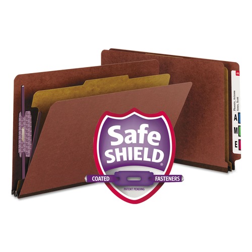 File Folders | Smead 29855 2 in. Expansion End Tab Pressboard Classification Folders - Red/Legal Size (10/Box) image number 0