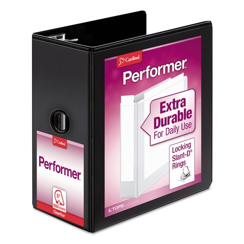 Binders | Cardinal 17951 Performer 3 Slant D Ring 5 in. Capacity ClearVue Binder - Black image number 0