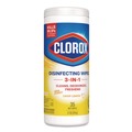 Disinfectants | Clorox 01594 7 in. x 8 in. 1-Ply Disinfecting Wipes - Crisp Lemon, White (35/Canister, 12 Canisters/Carton) image number 2