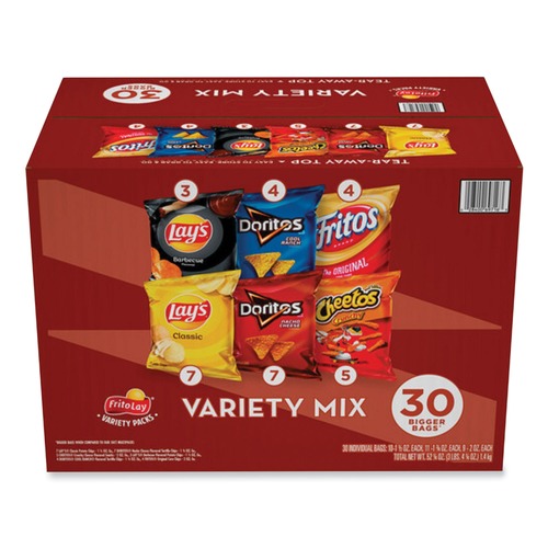 Snacks | Frito-Lay 28400702270 Classic Variety Mix - Assorted (30 Bags/Box) image number 0