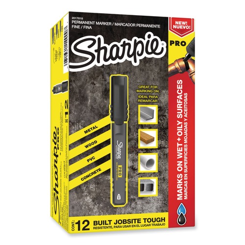 Permanent Markers | Sharpie 2017818 Pro Permanent Marker with Fine Bullet Tip - Black (1-Dozen) image number 0