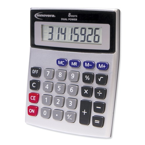 Calculators | Innovera IVR15927 Dual Power 8-Digit LCD Desktop Calculator image number 0