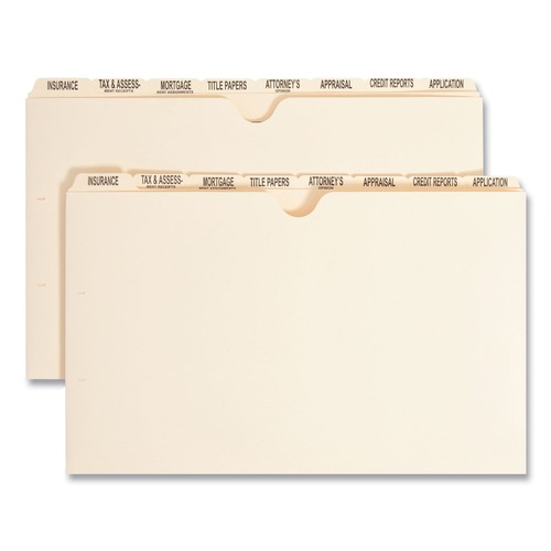 File Folders | Smead 78278 Legal Size K-Style Fasteners Punched Replacement Pressboard Mortgage File Dividers - Manila (12/Box) image number 0