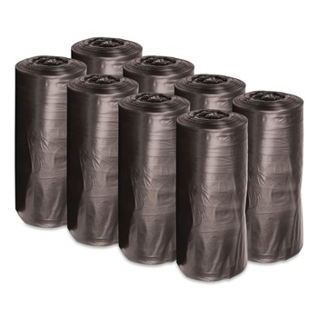 Boardwalk H6639MKKR01 33 Gallon 0.5 mil 33 in. x 39 in. Perforated Roll Low-Density Waste Can Liners - Black (25 Bags/Roll, 8 Rolls/Carton)