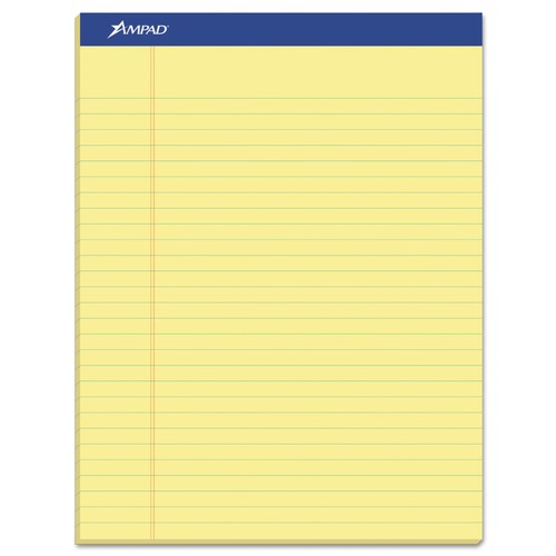 Notebooks & Pads | Ampad 20-220 8.5 in. x 11.75 in. Wide/Legal Ruled Perforated Writing Pads - Canary Yellow (1-Dozen) image number 0