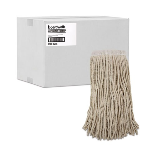  | Boardwalk BWK324C 24 oz. Premium Saddleback Cotton Fiber Mop Head - White (12/Carton) image number 0