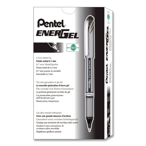 Pens | Pentel BL27-A 0.7 mm EnerGel NV Gel Pen - Medium/Black Ink/Gray/Black Barrel (1-Dozen) image number 0
