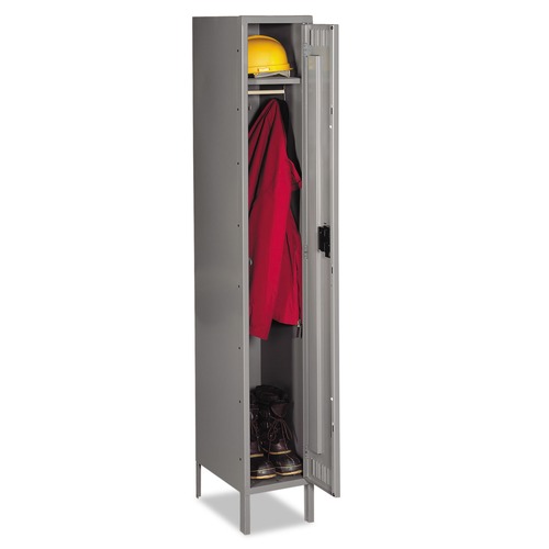 Office Filing Cabinets & Shelves | Tennsco STS-121872-1-MGY 12 in. x 18 in. x 78 in. One Locker with Hat Shelf and Coat Rod Single-Tier Locker with Legs - Medium Gray image number 0