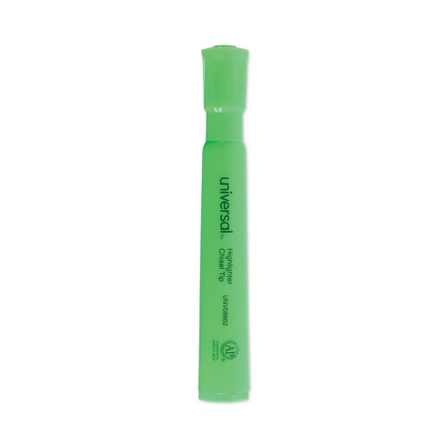 Highlighters | Universal UNV08862 Chisel Tip Fluorescent Green Ink Green Barrel Desk Highlighters (1 Dozen) image number 0