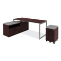 Office Filing Cabinets & Shelves | Alera ALELS593020MY 29.5 in. x 19.13 in. x 22.78 in. Open Office Low Storage Cabinet Credenza - Mahogany image number 4