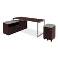 Office Filing Cabinets & Shelves | Alera ALELS593020MY Open Office Desk Series 29.5w x 19.13d x 22.78h Low Storage Cabinet Credenza - Mahogany image number 4
