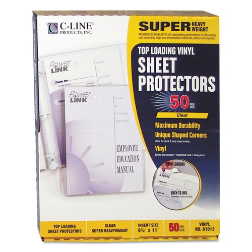 Just Launched | C-Line 61013 11 in. x 8-1/2 in. Super Heavyweight Vinyl Sheet Protectors with 2-in. Sheet Capacity - Clear (50/Box) image number 0