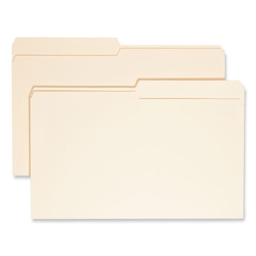 File Folders | Smead 15320 0.75 in. Expansion Assorted 1/2-Cut Tabs Legal Size File Folders - Manila (100/Box) image number 0