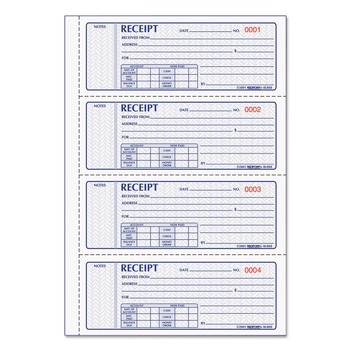 Rediform 8L808 7 in. x 2.75 in. 3-Part Carbonless Softcover Money Receipt Book