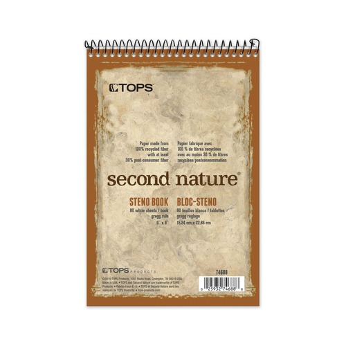 Notebooks & Pads | TOPS 74688 Second Nature 6 in. x 9 in. Sheets Gregg Rule Recycled Notepads - Brown Cover image number 0