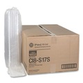 Food Trays, Containers, and Lids | Pactiv Corp. 0CI8S17S0000 8.3 in. x 4.8 in. x 1.5 in. 17S Shallow Dome Plastic OPS Dome-Style Lid - Clear (252/Carton) image number 0