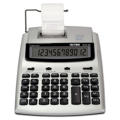 Calculators | Victor 1212-3A Black/Red Print 2.7 Lines/Sec Antimicrobial Printing Calculator image number 0