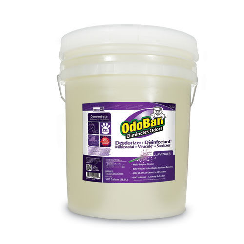 Odor Control | OdoBan 911162-5G 5 Gallon Pail Concentrated Odor Eliminator and Disinfectant - Lavender Scent image number 0