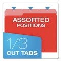 File Folders | Pendaflex 152 1/3 RED 1/3-Cut Tabs Assorted Letter Size Colored File Folders - Red/Light Red (100/Box) image number 1