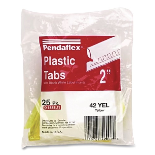 File Folders | Pendaflex 42 YEL 2 in. Wide 1/5-Cut Transparent Colored Tabs for Hanging File Folders - Yellow (25/Pack) image number 0