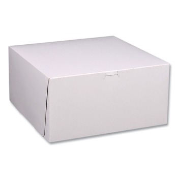 SCT 1589 12 in. x 12 in. x 6 in. Standard Paper One-Piece Non-Window Bakery Boxes - White/Brown (50/Bundle)