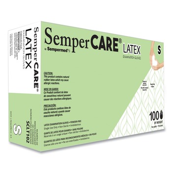  | SemperCare SCLT102 Latex Examination Gloves - Cream/Small (1000/Carton)