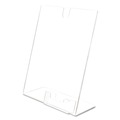 Desk Shelves | Deflecto 590601 8.5 in. x 4.5 in. x 11 in. Superior Image Slanted Sign Holder with Business Card Holder - Clear image number 0