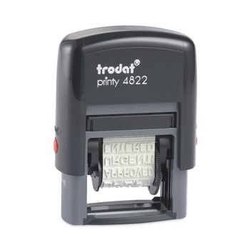 Trodat E4822 Printy 1.25 in. x 0.38 in. 12 Selectable Messages Self-Inking Stamp - Red