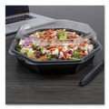 Food Trays, Containers, and Lids | SOLO 864056-AP94 OctaView 9.57 in. x 9.2 in. x 3.2 in. 42 oz. Plastic Hinged-Lid Cold Food Containers - Black/Clear (100/Carton) image number 2