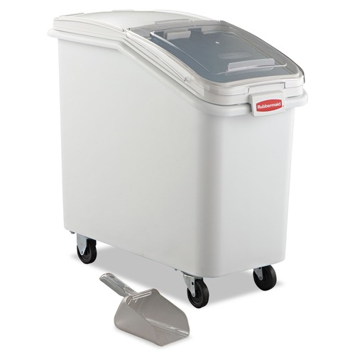 Just Launched | Rubbermaid Commercial FG360288WHT 15.5 in. x 29.5 in. x 28 in. 26.18 gal. ProSave Mobile Plastic Ingredient Bin - White image number 0