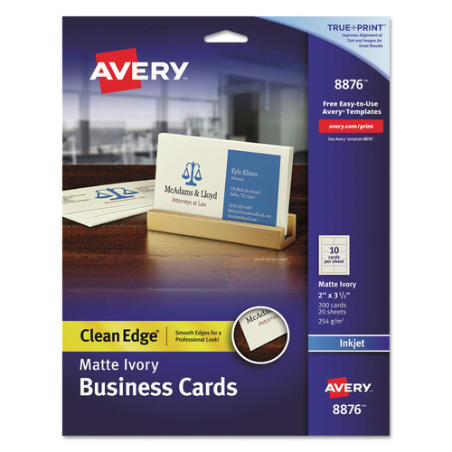 Labels | Avery 08876 Clean Edge 2 in. x 3.5 in. True Print Business Cards - Ivory (200/Pack) image number 0