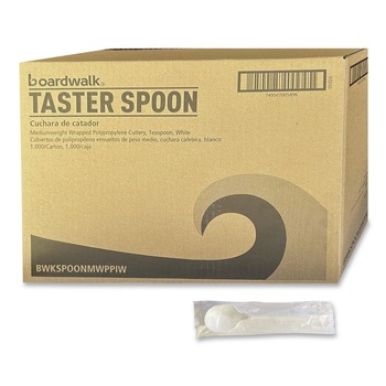 TABLETOP AND SERVEWARE | Boardwalk BWKSOUPMWPPIW 4.86 in. Mediumweight Wrapped Polypropylene Soup Spoon Cutlery - White (1000/Carton)