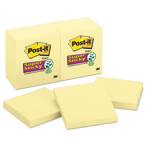 Notebooks & Pads | Post-it Notes Super Sticky 654-12SSCY 3 in. x 3 in. Pads - Canary Yellow (12 Pads/Pack) image number 0
