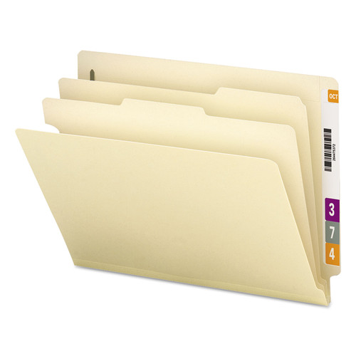File Folders | Smead 26835 2 in. Expansion 6-Fastener End Tab Classification Folders - Letter Size/Manila Exterior (10/Box) image number 0