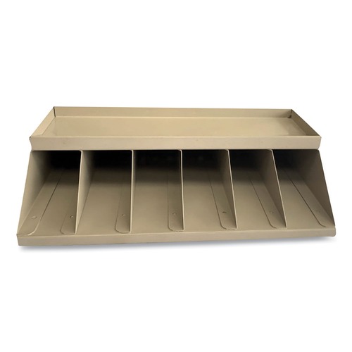 Retail Store Supplies | CONTROLTEK 500014 10 in. x 8.5 in. x 3 in. 6-Compartments Steel Coin Wrapper and Bill Strap Single-Tier Rack - Pebble Beige image number 0