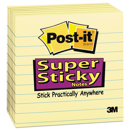 Notebooks & Pads | Post-it Notes Super Sticky 675-6SSCY 4 in. x 4 in. Note Ruled Pads in Canary Yellow (6/Pack) image number 0