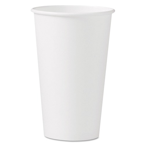 Just Launched | SOLO 316W-2050 16 oz. Single-Sided Poly Paper Hot Cups - White (50 Sleeve, 20 Sleeves/Carton) image number 0