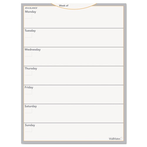 Bulletin Boards | AT-A-GLANCE AW503028 18 in. x 24 in. Undated WallMates Self-Adhesive Dry Erase Monthly Planning Surfaces - White/Gray/Orange Sheets image number 0