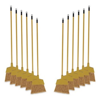 Boardwalk BWKBRMAXIL 55 in. Handle Corn Fiber Angled-Head Lobby Brooms - Yellow (12/Carton)