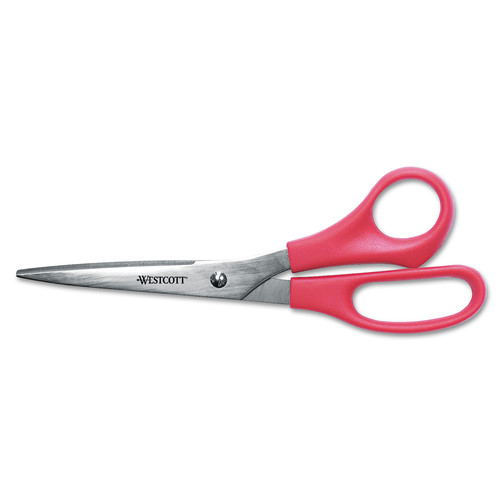 Back to School Sale | Westcott 40618 8 in. Long 3.5 in. Cut Length Value Line Stainless Steel Shears - Offset Red Handle image number 0