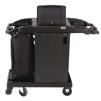  | Suncast Commercial HKCCH200 23.25 in. x 53.22 in. x 53.06 in. 1 Shelf Plastic Compact Premium Housekeeping Cart - Black