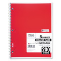 Notebooks & Pads | Mead 06780 11 in. x 8 in. Sheets 5-Subject Medium/College Rule Spiral Notebook - Random Assorted Cover Color image number 3