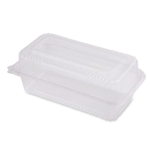 Food Trays, Containers, and Lids | World Centric KL-CS-95N 4.9 in. x 9 in. x 3.5 in. 23 oz. PLA Plastic Hinged Clamshells - Clear (200/Carton) image number 0