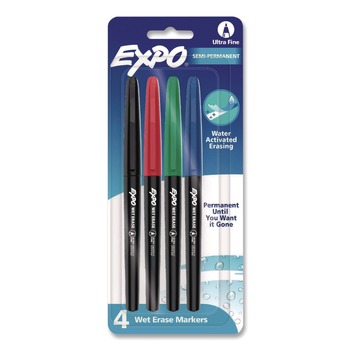 EXPO 2134341A Vis-A-Vis Fine Bullet Tip Wet Erase Marker - Assorted Colors (4/Set)
