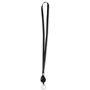 Advantus 75547 34 in. Long Metal Split Ring Fastener Lanyards with Retractable ID Reels - Black (12/Pack)