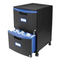 Office Filing Cabinets & Shelves | Storex 61314U01C 14.75 in. x 18.25 in. x 26 in. 2-Legal/Letter File Drawer Mobile Filing Cabinet - Black/Blue image number 4